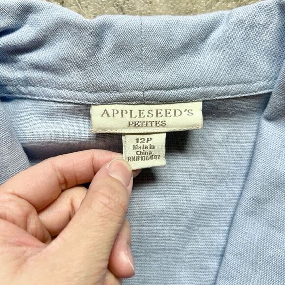 Appleseed's Womens Linen Blend Blazer Blue Preppy Classic Career Workwear Spring - Picture 3 of 8